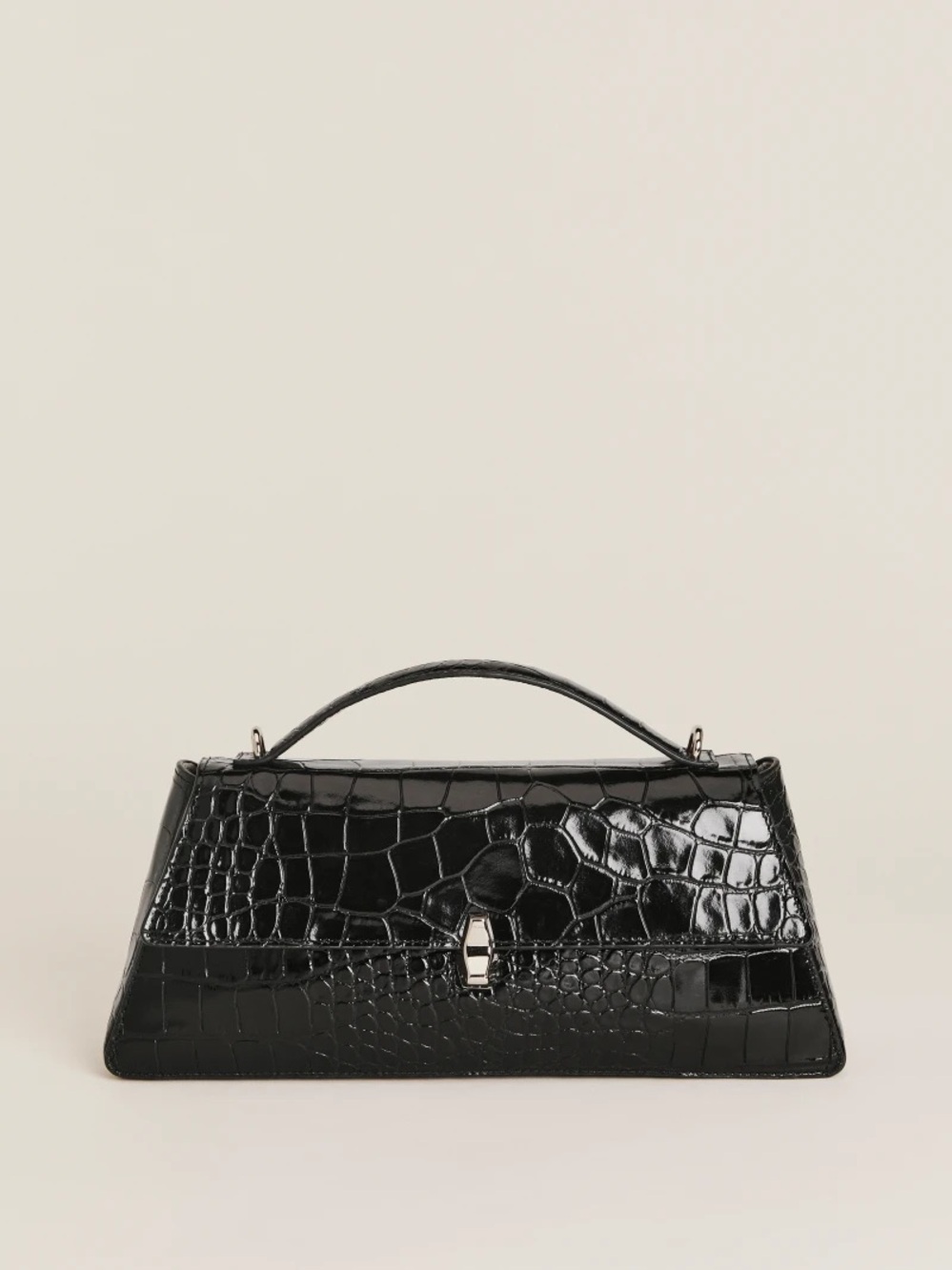 NWT Reformation Gia Shoulder Bag in Black Croc